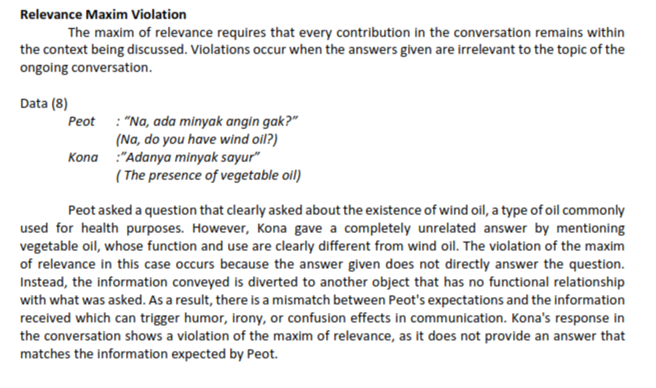 Relevance Maxim Violation in Animated Conversations on the Dhot Design Channel
