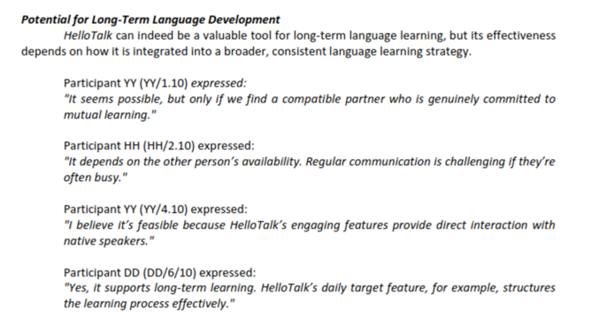 Potential for Long-Term Language Development