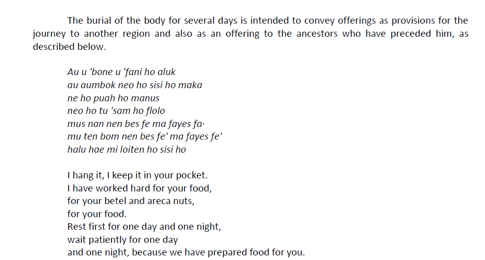 The burial of the body for several days is intended to convey offerings as provisions for the journey to another region