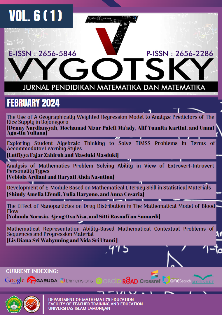 					View Vol. 6 No. 1 (2024): Vygotsky: Jurnal Pendidikan Matematika dan Matematika
				